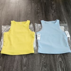 Bundle Of 2 Express Body Contour Tank Tops Blue And Yellow NWT XS